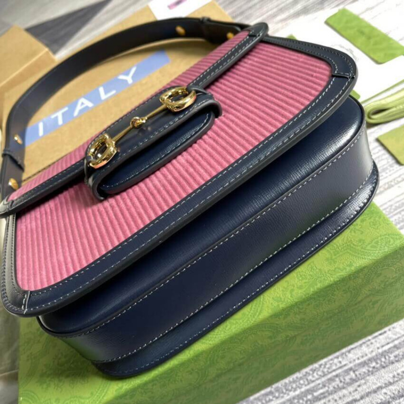 Wholesale Luxury Gucci Horsebit 1955 Small Bag 602204 Pink Corduroy - Image 9