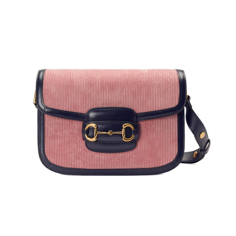 Wholesale Luxury Gucci Horsebit 1955 Small Bag 602204 Pink Corduroy