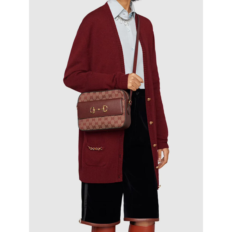 Wholesale Luxury Gucci Horsebit 1955 Small Bag In Burgundy 645454 - Image 3