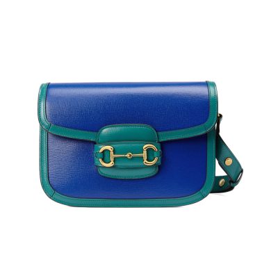 Wholesale Luxury Gucci Horsebit 1955 Small Shoulder Bag 602204 Blue And Green Leather
