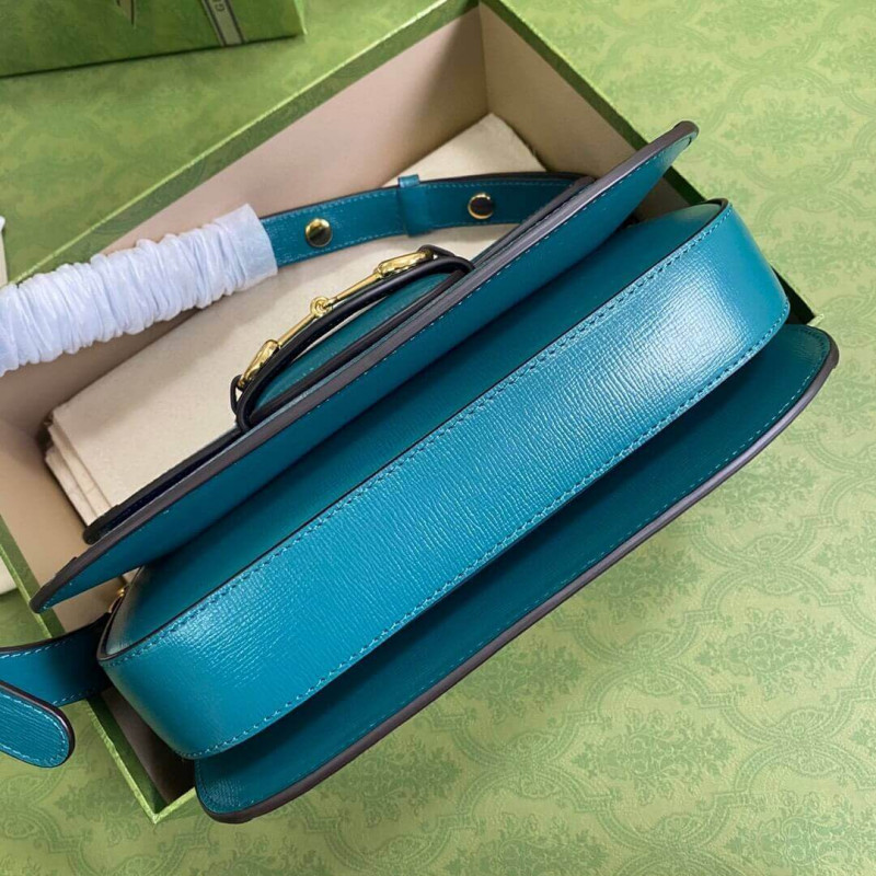 Wholesale Luxury Gucci Horsebit 1955 Small Shoulder Bag 602204 Blue And Green Leather - Image 6
