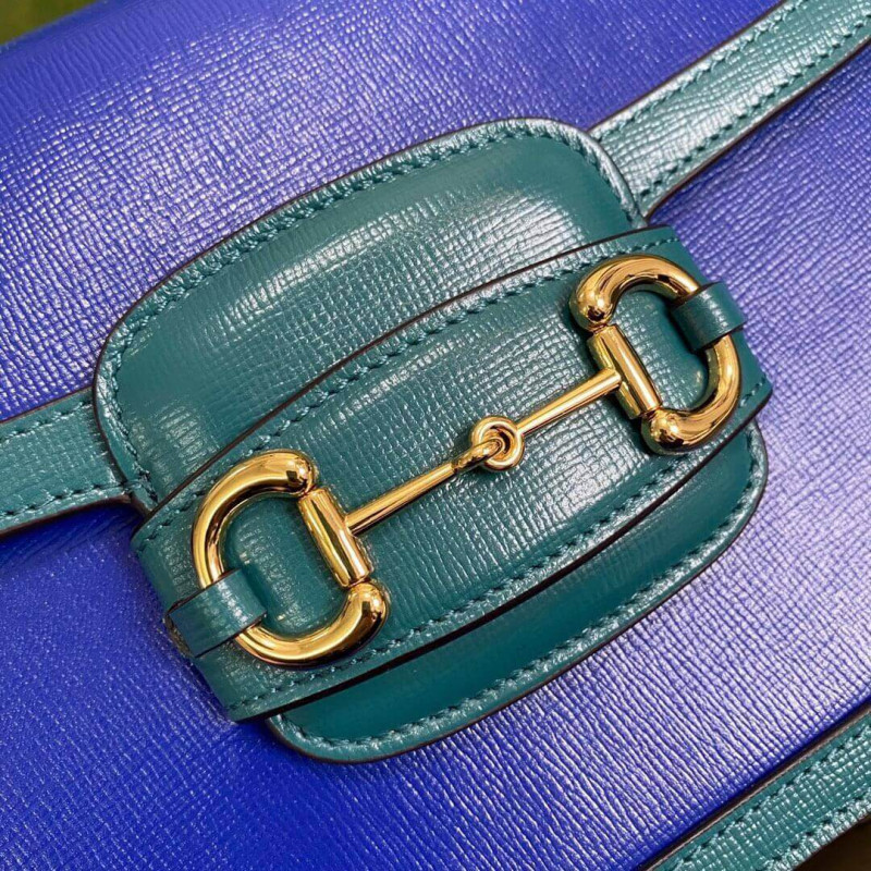 Wholesale Luxury Gucci Horsebit 1955 Small Shoulder Bag 602204 Blue And Green Leather - Image 8