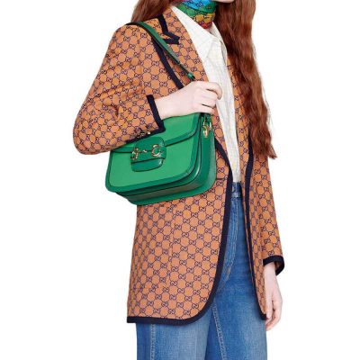 Alternative view of Wholesale Luxury Gucci Horsebit 1955 Small Shoulder Bag 602204 Green Leather