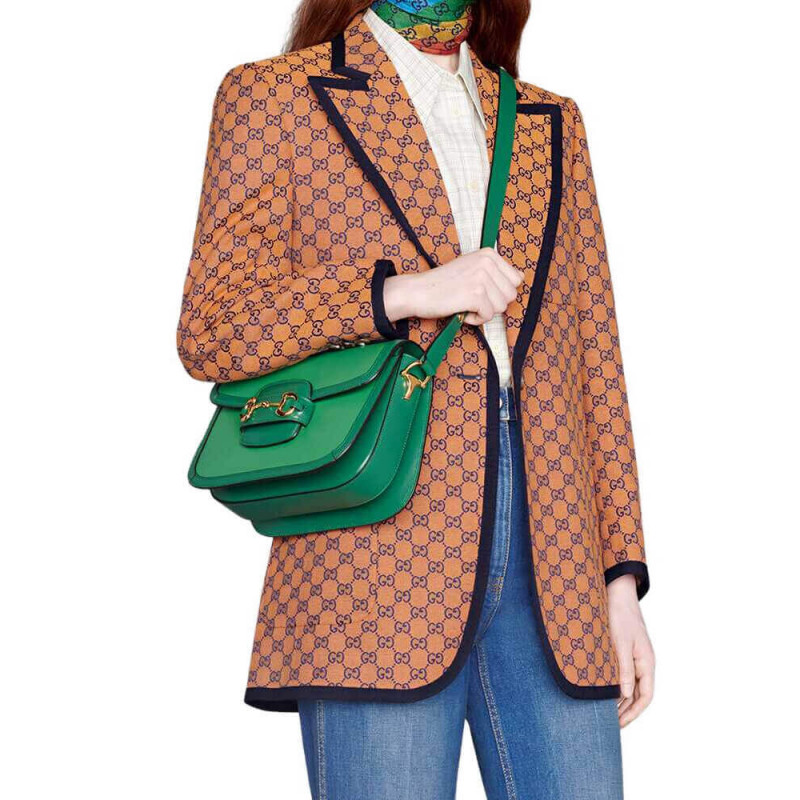 Wholesale Luxury Gucci Horsebit 1955 Small Shoulder Bag 602204 Green Leather - Image 3