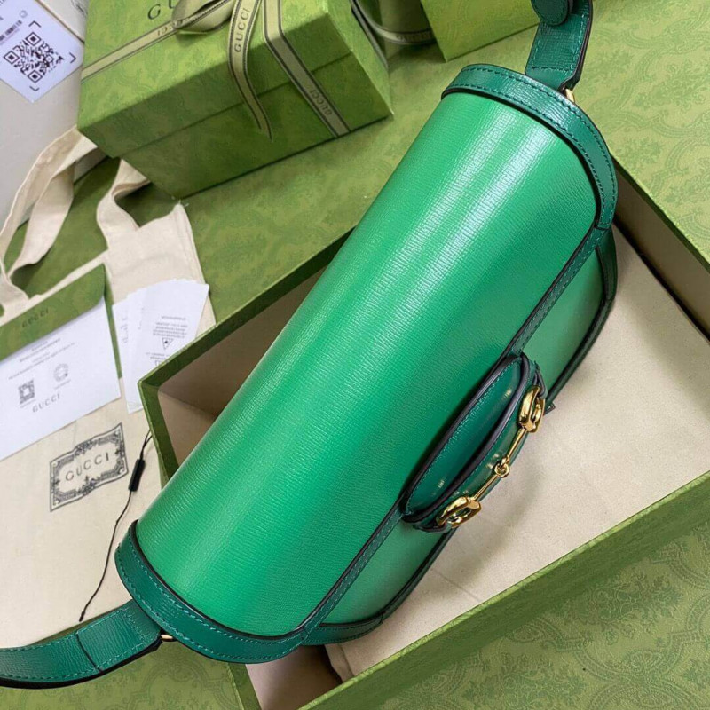 Wholesale Luxury Gucci Horsebit 1955 Small Shoulder Bag 602204 Green Leather - Image 7