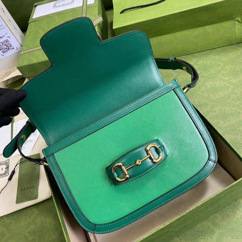 Wholesale Luxury Gucci Horsebit 1955 Small Shoulder Bag 602204 Green Leather - Image 9