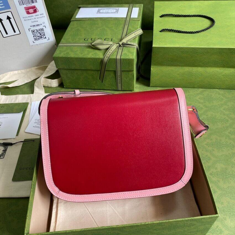 Wholesale Luxury Gucci Horsebit 1955 Small Shoulder Bag 602204 Red And Pink Leather - Image 5