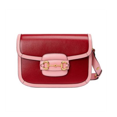 Wholesale Luxury Gucci Horsebit 1955 Small Shoulder Bag 602204 Red And Pink Leather