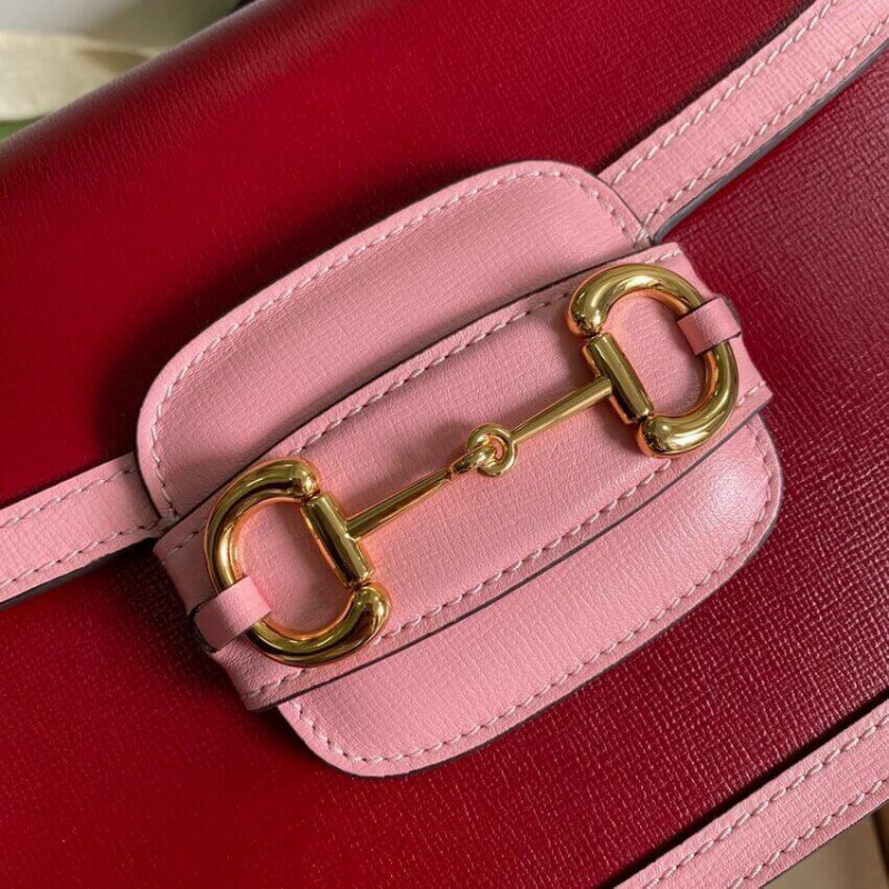 Wholesale Luxury Gucci Horsebit 1955 Small Shoulder Bag 602204 Red And Pink Leather - Image 8