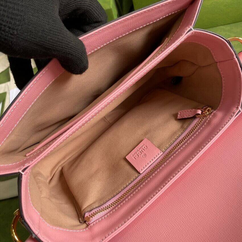 Wholesale Luxury Gucci Horsebit 1955 Small Shoulder Bag 602204 Red And Pink Leather - Image 10