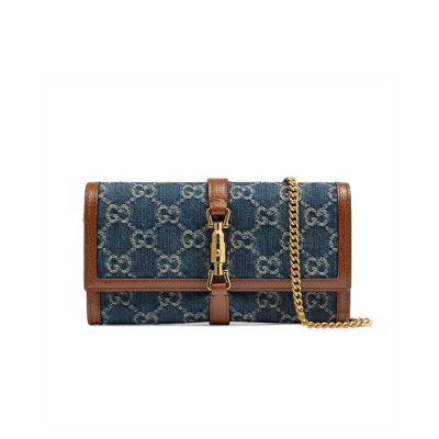 Wholesale Luxury Gucci Jackie 1961 Chain Wallet 652681 In Blue Denim