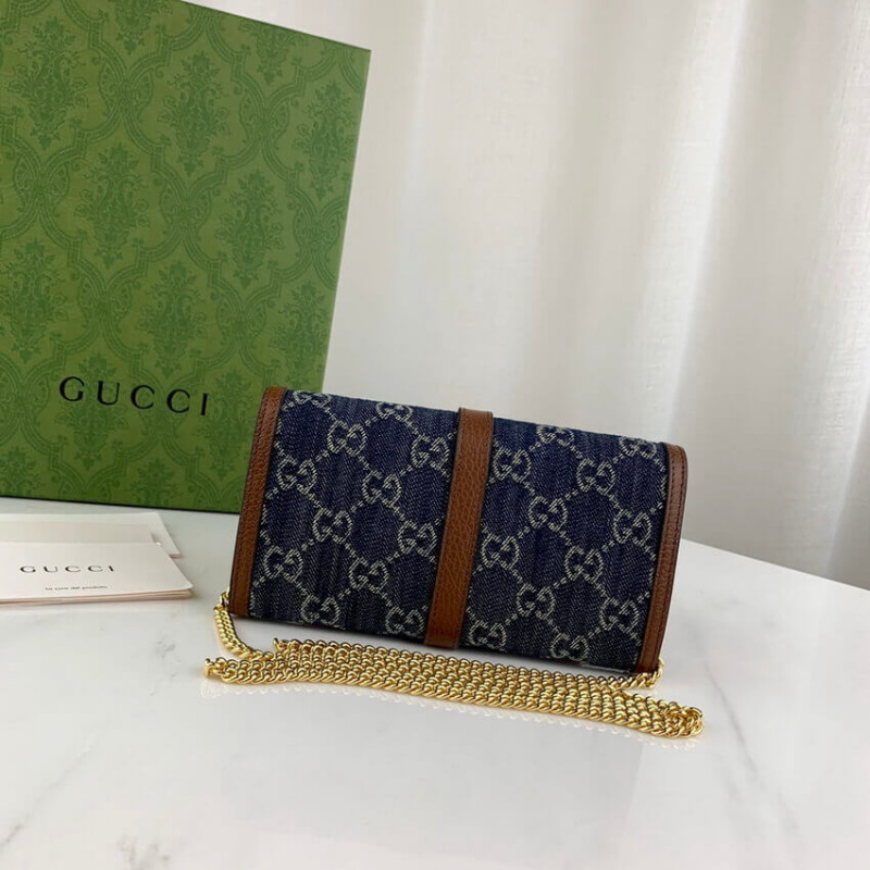 Wholesale Luxury Gucci Jackie 1961 Chain Wallet 652681 In Blue Denim - Image 6