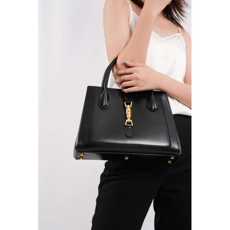 Wholesale Luxury Gucci Jackie 1961 Medium Tote Bag In Black Leather 649016 - Image 2