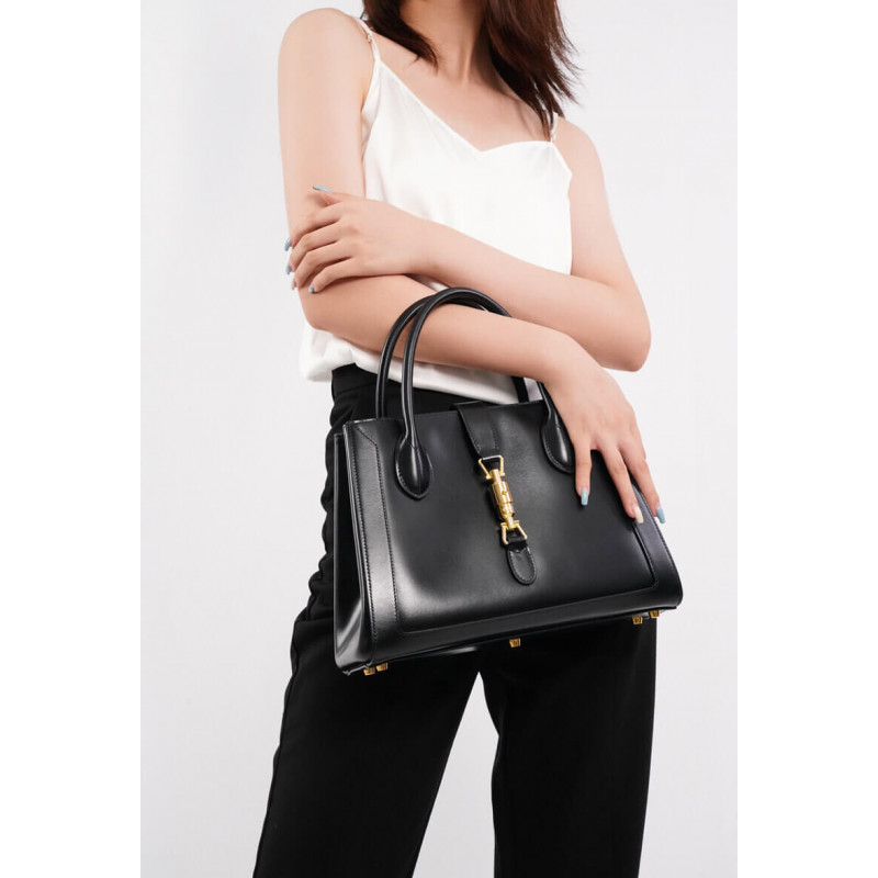 Wholesale Luxury Gucci Jackie 1961 Medium Tote Bag In Black Leather 649016 - Image 3