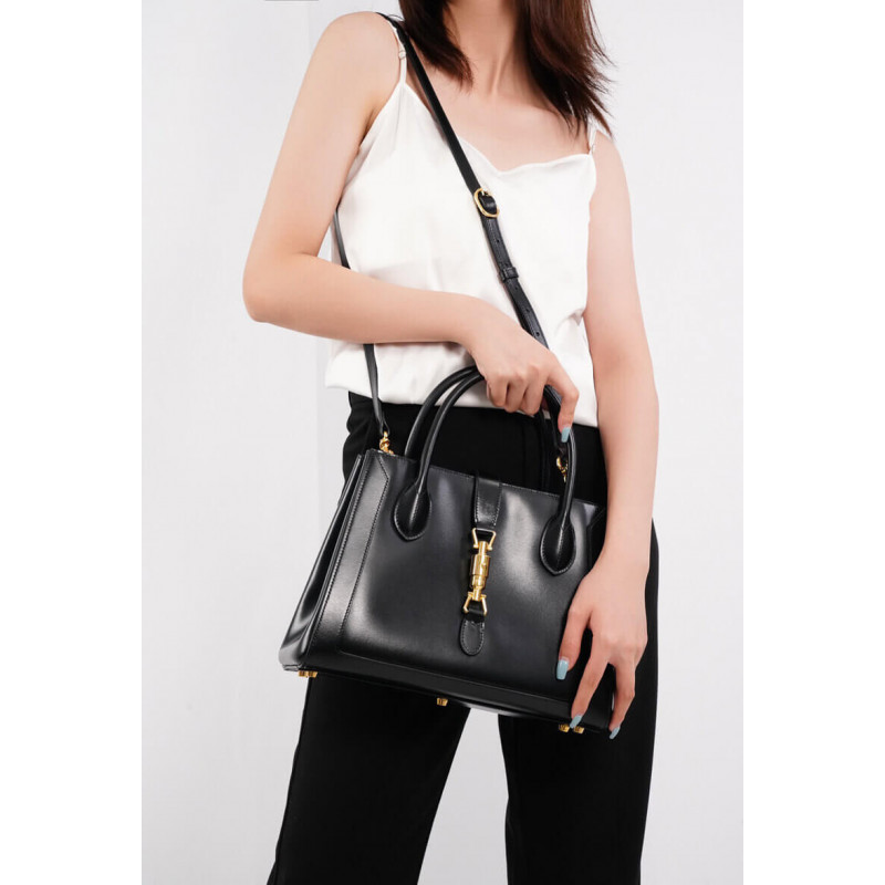 Wholesale Luxury Gucci Jackie 1961 Medium Tote Bag In Black Leather 649016 - Image 5