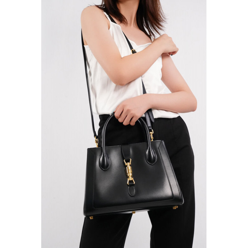 Wholesale Luxury Gucci Jackie 1961 Medium Tote Bag In Black Leather 649016 - Image 6