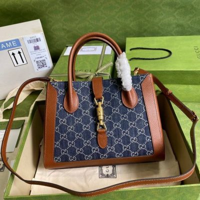 Alternative view of Wholesale Luxury Gucci Jackie 1961 Medium Tote Bag In Blue Denim 649016