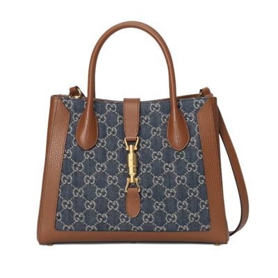 Wholesale Luxury Gucci Jackie 1961 Medium Tote Bag In Blue Denim 649016