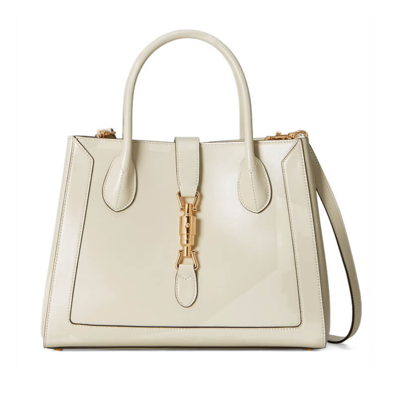 Wholesale Luxury Gucci Jackie 1961 Medium Tote Bag In White Leather 649016