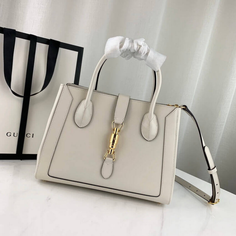 Wholesale Luxury Gucci Jackie 1961 Medium Tote Bag In White Leather 649016 - Image 11