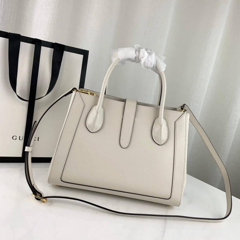 Wholesale Luxury Gucci Jackie 1961 Medium Tote Bag In White Leather 649016 - Image 12