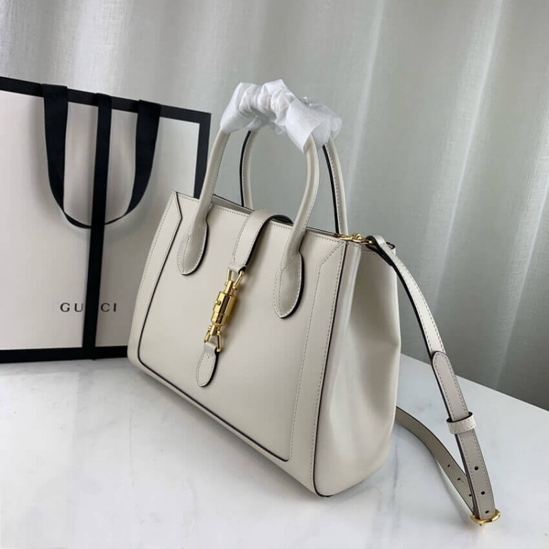 Wholesale Luxury Gucci Jackie 1961 Medium Tote Bag In White Leather 649016 - Image 13