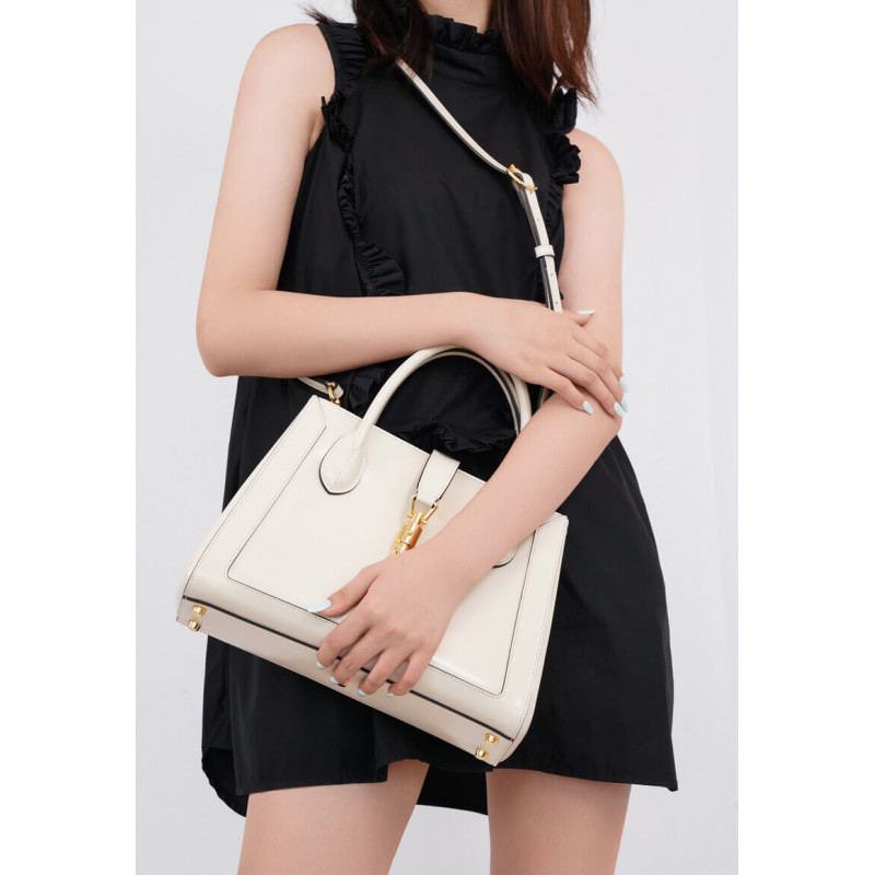 Wholesale Luxury Gucci Jackie 1961 Medium Tote Bag In White Leather 649016 - Image 8