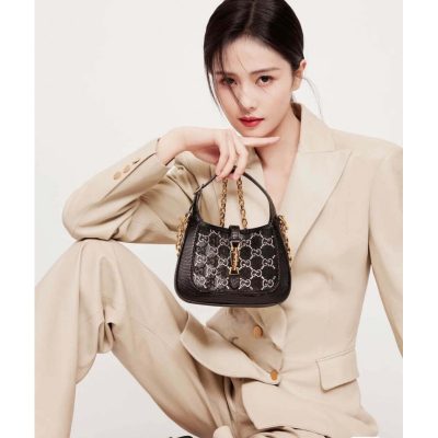 Alternative view of Wholesale Luxury Gucci Jackie 1961 Mini Crystal Gg Lizard Bag 677027 Black