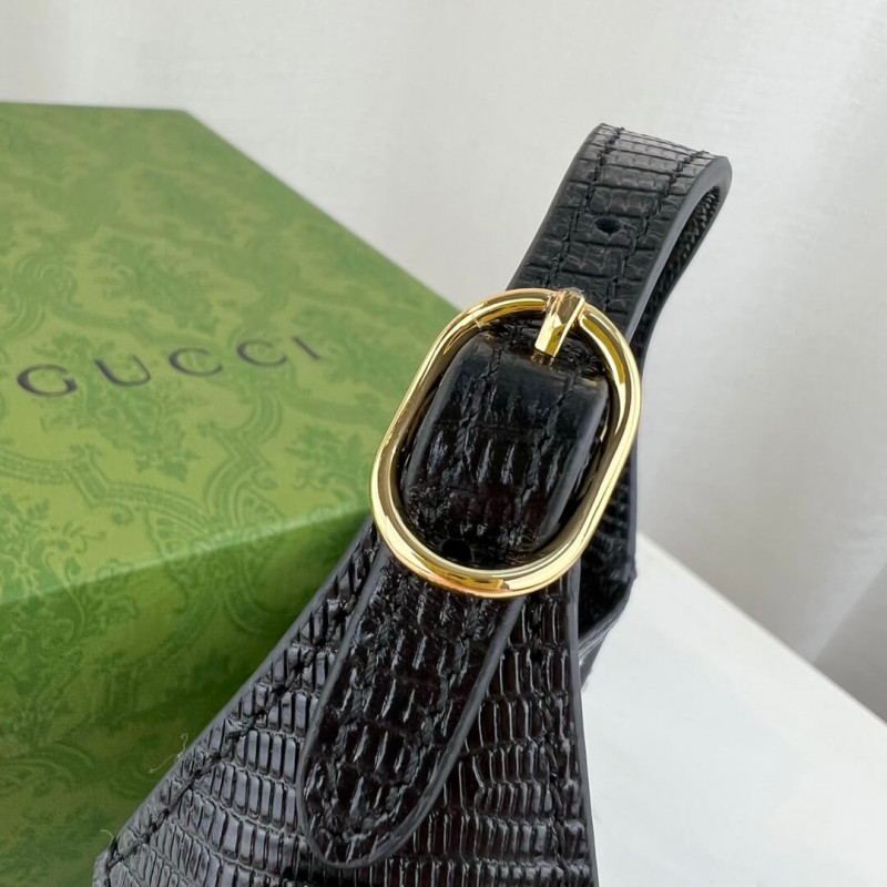 Wholesale Luxury Gucci Jackie 1961 Mini Crystal Gg Lizard Bag 677027 Black - Image 8