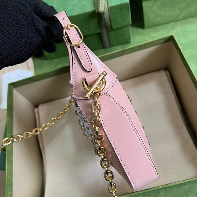 Wholesale Luxury Gucci Jackie 1961 Mini Crystal Gg Should Bag 677027 Black - Image 4