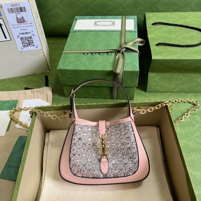 Wholesale Luxury Gucci Jackie 1961 Mini Crystal Gg Should Bag 677027 Black