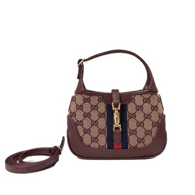Wholesale Luxury Gucci Jackie 1961 Mini Shoulder Bag 637092 In Burgundy Gg Canvas