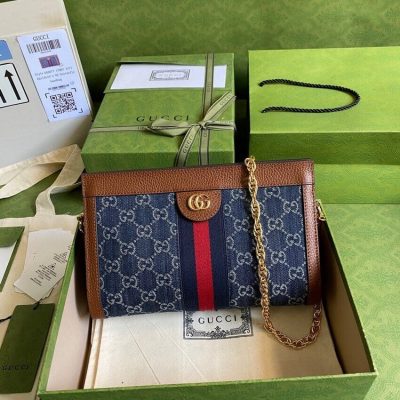 Wholesale Luxury Gucci Ophidia Gg Small Shoulder Bag 503877 In Blue Demin