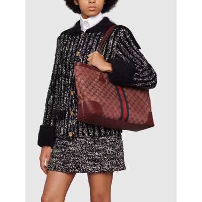 Alternative view of Wholesale Luxury Gucci Ophidia Medium Tote With Web In Burgundy Gg Canvas 631685