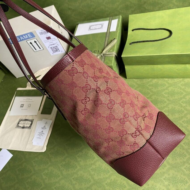 Wholesale Luxury Gucci Ophidia Medium Tote With Web In Burgundy Gg Canvas 631685 - Image 9