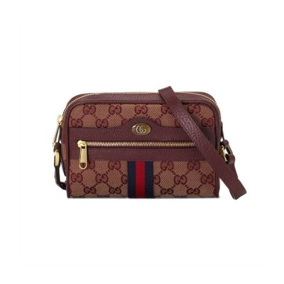 Wholesale Luxury Gucci Ophidia Mini Bag With Web 517350 Burgundy