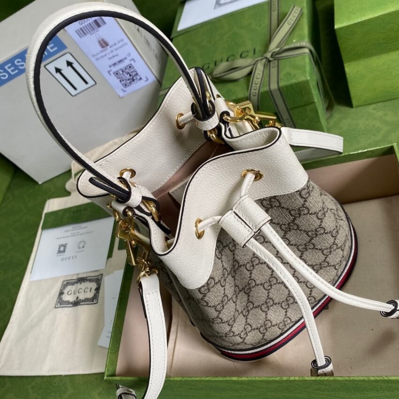 Wholesale Luxury Gucci Ophidia Small Gg Bucket Bag 550621 White - Image 5