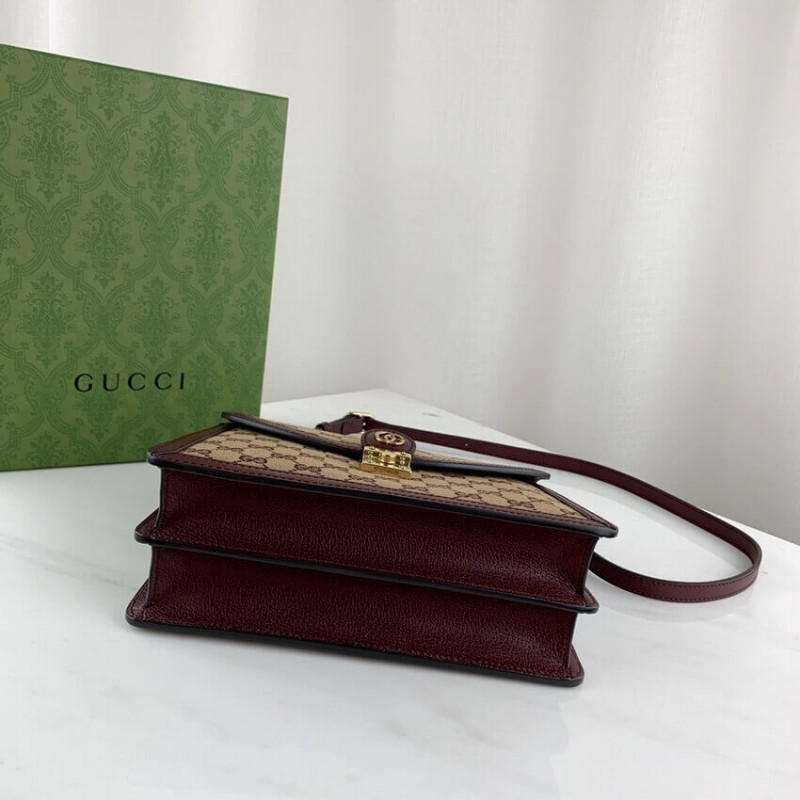 Wholesale Luxury Gucci Ophidia Small Top Handle Bag With Web 651055 Burgundy - Image 4