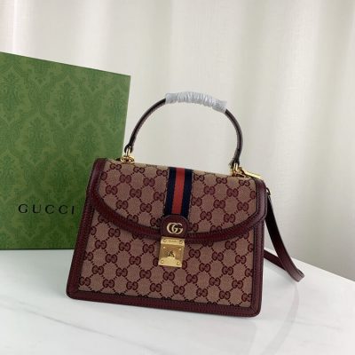 Wholesale Luxury Gucci Ophidia Small Top Handle Bag With Web 651055 Burgundy