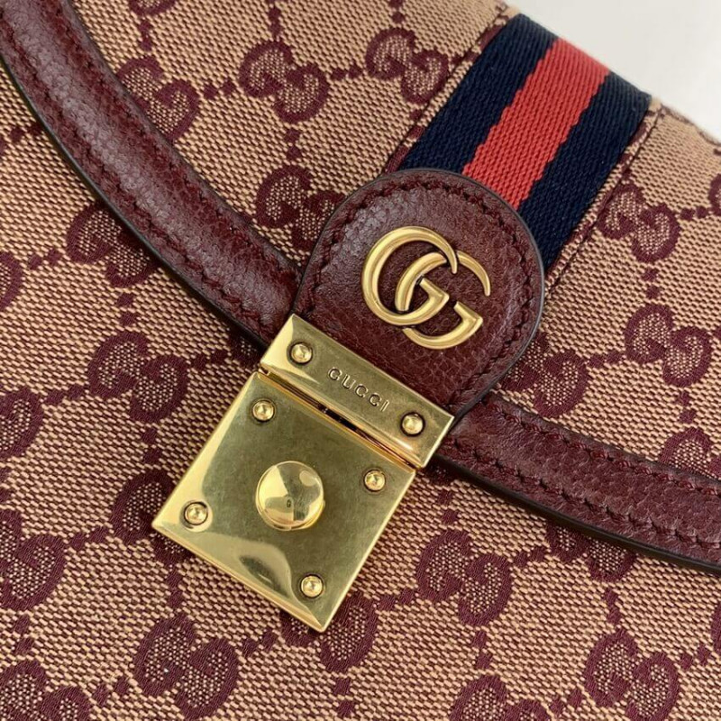 Wholesale Luxury Gucci Ophidia Small Top Handle Bag With Web 651055 Burgundy - Image 6