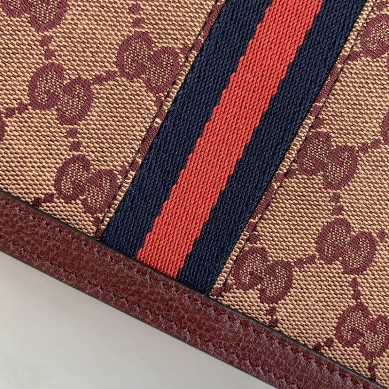 Wholesale Luxury Gucci Ophidia Small Top Handle Bag With Web 651055 Burgundy - Image 7