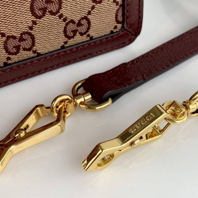 Wholesale Luxury Gucci Ophidia Small Top Handle Bag With Web 651055 Burgundy - Image 8