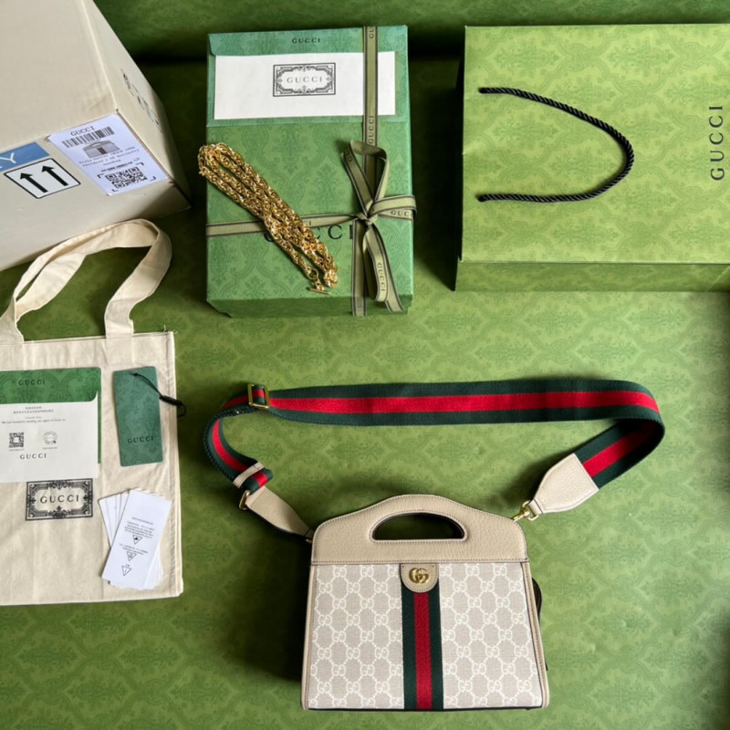 Wholesale Luxury Gucci Ophidia Small Tote With Web 693724 White - Image 11