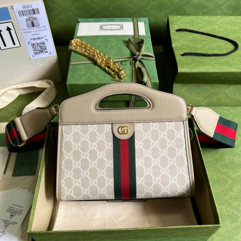Wholesale Luxury Gucci Ophidia Small Tote With Web 693724 White - Image 4