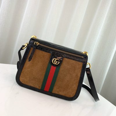 Wholesale Luxury Gucci Ophidia Web Suede Saddle Bag 523658