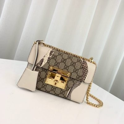 Alternative view of Wholesale Luxury Gucci Padlock Snakeskin Small Shoulder Bag 432182 White
