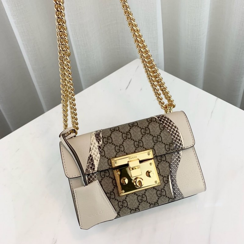 Wholesale Luxury Gucci Padlock Snakeskin Small Shoulder Bag 432182 White - Image 5