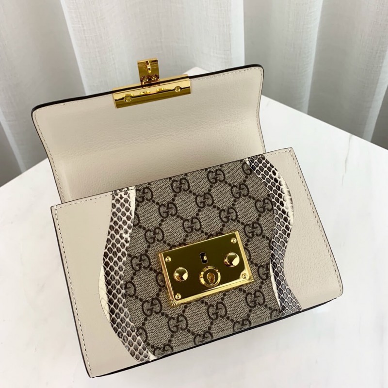 Wholesale Luxury Gucci Padlock Snakeskin Small Shoulder Bag 432182 White - Image 7