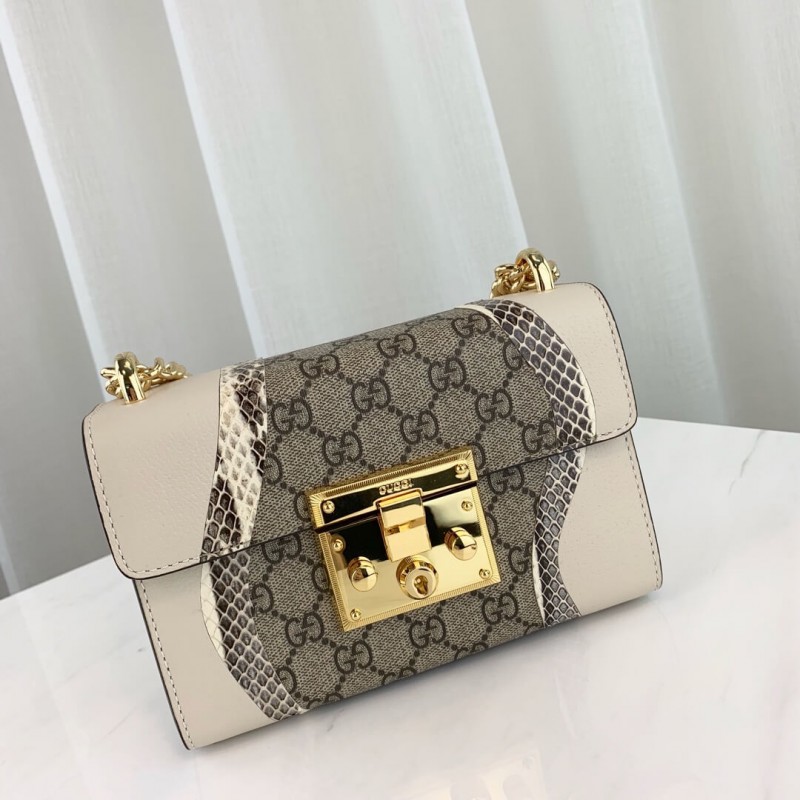 Wholesale Luxury Gucci Padlock Snakeskin Small Shoulder Bag 432182 White - Image 8