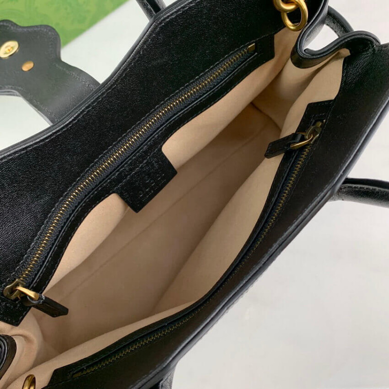 Wholesale Luxury Gucci Small Top Handle Bag With Double G In Black Leather 658450 - Image 11